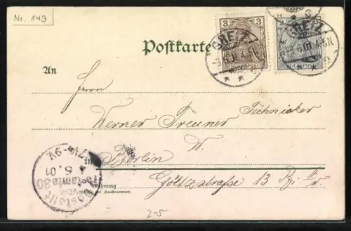 Lithographie Porträt eines Mädchens mit Margeriten, Zum Ueberbringer meiner Grüsse Hab diese Karte ich erkoren...