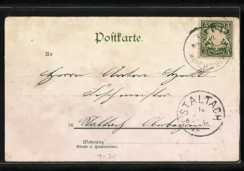 Lithographie Turner mit Flaggen und einem Porträt von Turnvater Jahn