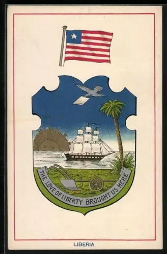 Künstler-AK Flag and Coat of Arms of Liberia