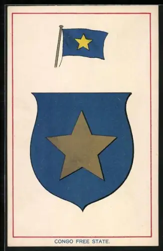 Künstler-AK Coat of Arms and Flag of Congo Free State
