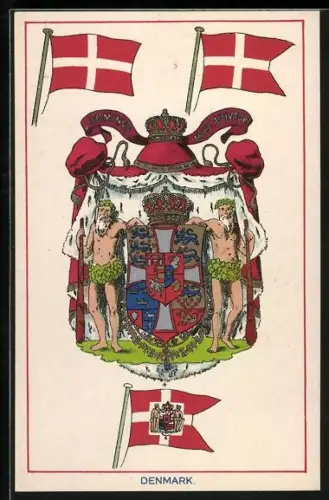 AK Fahne und Wappen von Dänemark