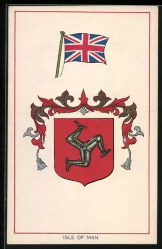 Künstler-AK British Flag and the Coat of Arms of the Isle of Man