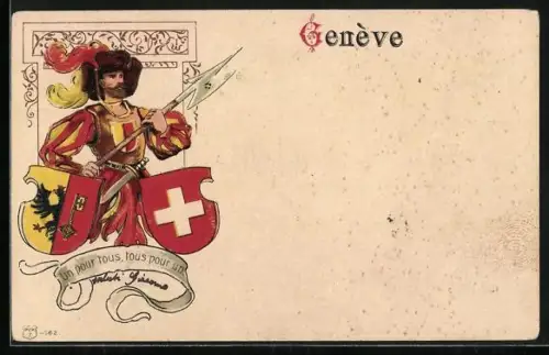 Lithographie Wappen von Genève