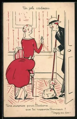 Künstler-AK Un joli cadeau.... Une surprise pour Madame