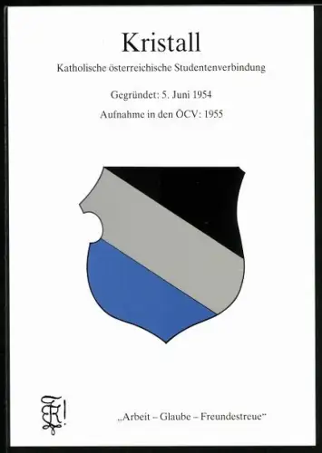 AK Kristall, Kath. österr. Studentenverbindung, Gegr. 5. Juni 1954, Aufnahme in den ÖCV: 1955, Studentenwappen