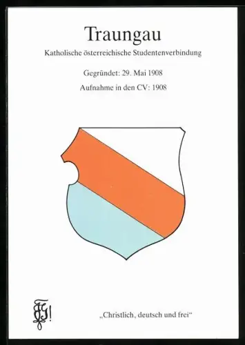 AK Traungau, Kath. österr. Studentenverbindung, Gegründet 29. Mai 1908, Aufname in den CV. 1908, Studentenwappen