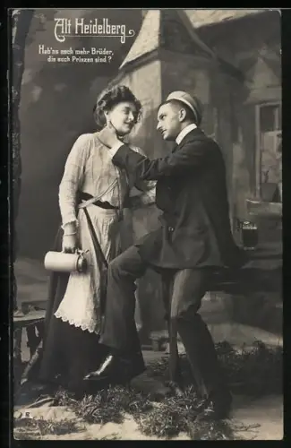 AK Student mit junger Wirtin, Alt-Heidelberg