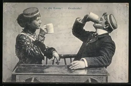 AK Studenten beim Trinken, In die Kanne! - Geschenkt!