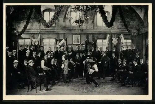 AK Studenten bei der Mensur in einem Saal