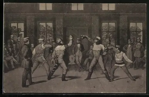 AK Duell auf Schläger, Mensur, studentische Szene