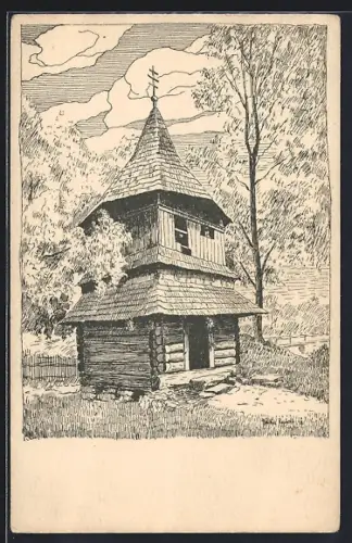 Künstler-AK Toroné, Drevena zvonice