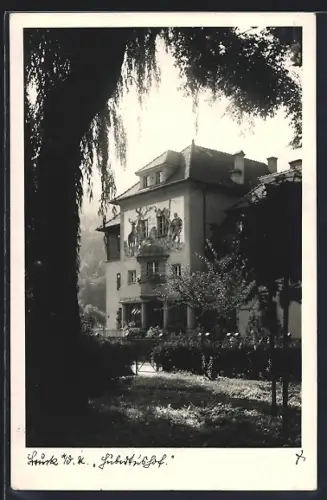 AK Bruck a. d. M., Hubertushof vom Garten aus