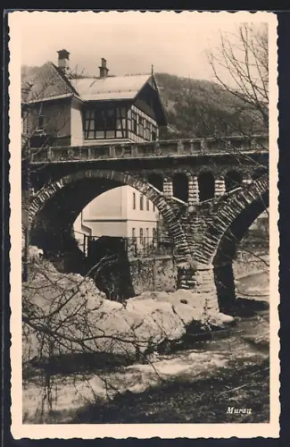 AK Murau, Flusspartie an der Brücke