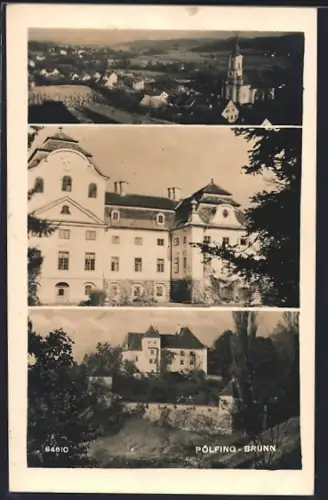 AK Pölfing-Brunn, Ortspartie mit Kirche, Das Schloss