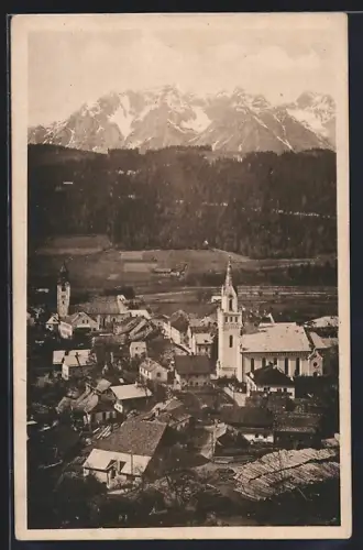 AK Schladming /Obersteiermark, Ortsansicht mit Alpenblick