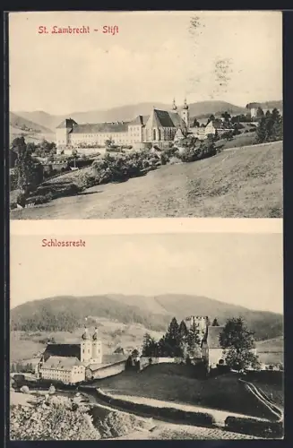AK St. Lambrecht, Stift im Sonnenschein, Schlossreste