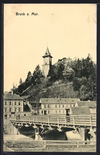 AK Bruck a. Mur, Brücke mit Umgebung
