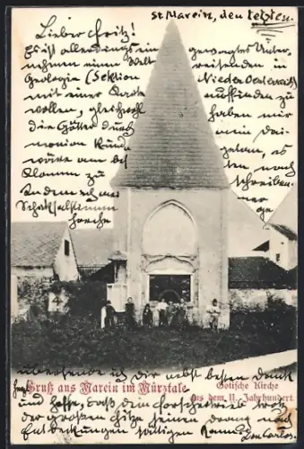 AK St. Marein im Mürztale, Gotische Kirche aus dem 11. Jahrhundert