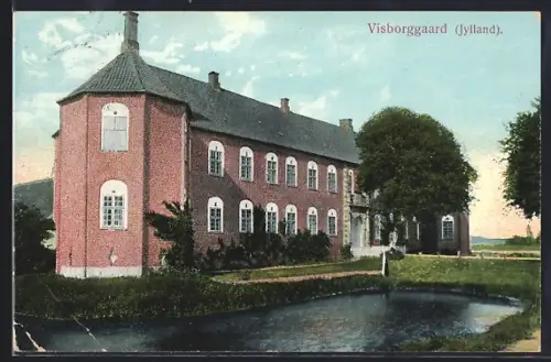 AK Visborggaard /Jylland, Schloss mit Teich
