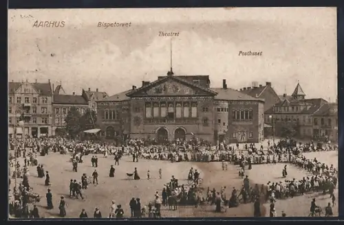 AK Aarhus, Bispetorvet, Theatret, Posthuset, Panorama