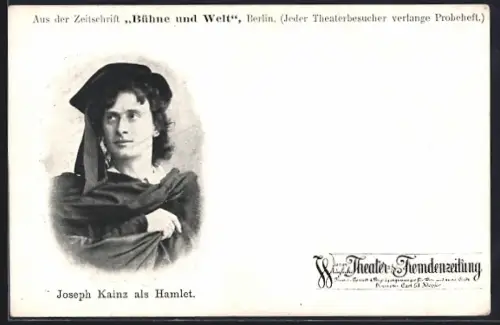 AK Schauspieler Joseph Kainz als Hamlet