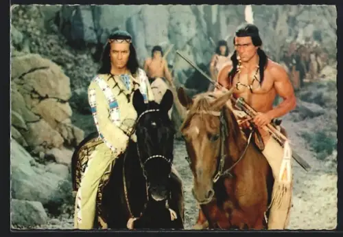 AK Wokadeh und Winnetou reiten in das Tal des Todes, Szene aus Unter Geiern