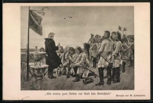 AK 30-jährige Krieg, Wir treten zum Beten vor Gott den Gerechten, Soldaten bei einem Feldgottesdienst