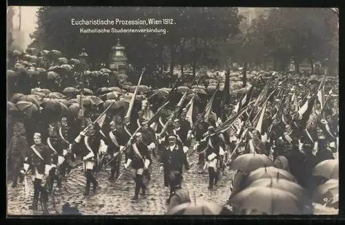 AK Wien, Eucharistische Prozession 1912, Katholische Studentenverbidung