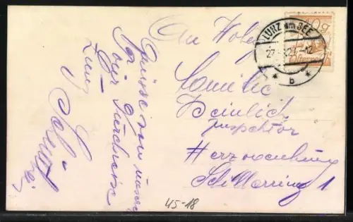 AK Lunzersee, Drei Ruderer in Ruderbooten nähern sich dem Landungsplatz