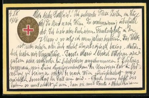 AK Rotes Kreuz Nr. 19, Offizielle Kriegsfürsorge, Wappen Österreich-Ungarn