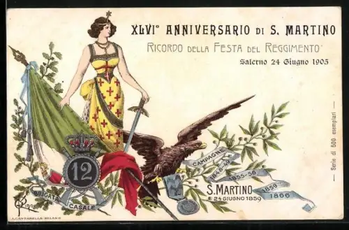 AK XLVI° Annivesario di S. Martino 1905, 12° Reggimento Fanteria, Brigata Casale