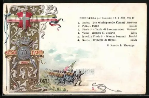 AK Infanterie, 70. Reggimento Fanteria, Savoia, Infanteristen in Gefechtsformation, Wappen