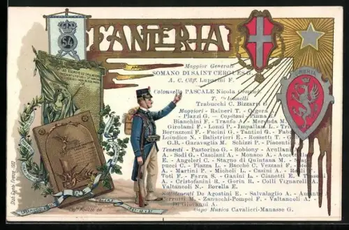 AK 54. Reggimento Fanteria, Soldat des Infanterie-Regiment Nr. 54 mit Gewehr, Wappen