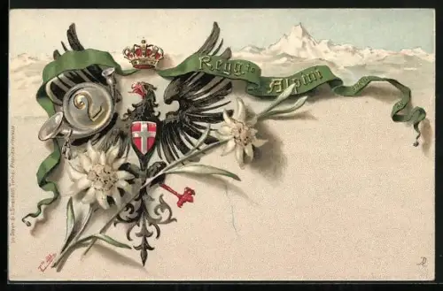 AK 2. Reggimento Alpini, Schleifenband des Infanterie-Regiment Nr. 2 Alpenjäger, Edelweiss