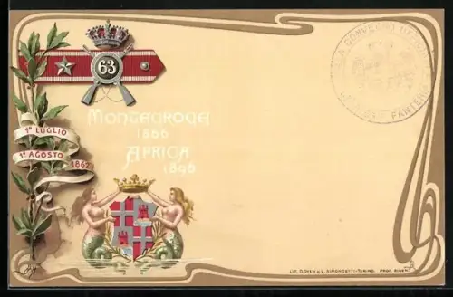 AK 63. Regg. Fanteria, Montecroce 1866, Africa 1896