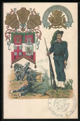 AK 9. Bersaglieri, 30. Montecroce e Staffalo, 28. Campagna 1866 Porta Pia 1870, 32 Campagna 1866