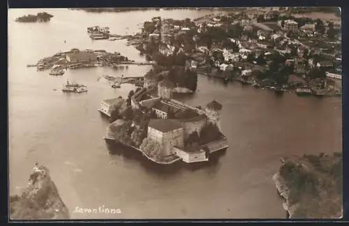 AK Savonlinna, Ortsansicht mit Burg