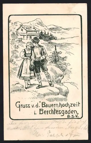 Künstler-AK Berchtesgaden, Die Bauernhochzeit
