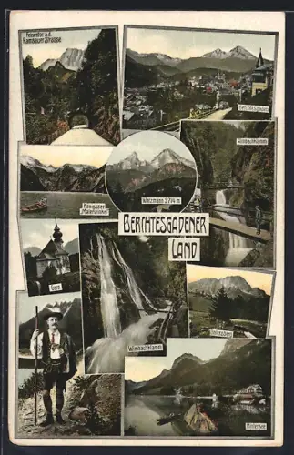 AK Berchtesgaden, Felsentor a. d. Ramsauer Strasse, Almbachklamm, Königssee Malerwinkel