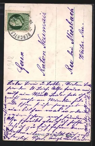 AK Berchtesgaden, Wanderer in Tracht, Gern, Almbachklamm, Hintersee, Wimbachklamm, Untersberg, Königssee Malerwinkel