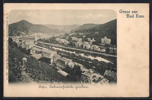 AK Bad Ems, Ortsansicht lahnaufwärts