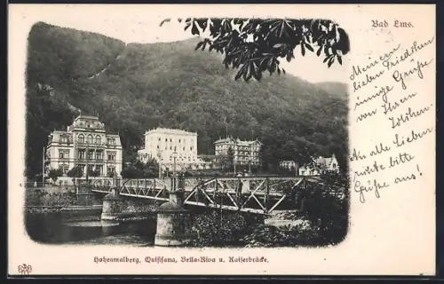 AK Bad Ems, Hohenmalberg, Quisisana, Bella-Riva, Kaiserbrücke