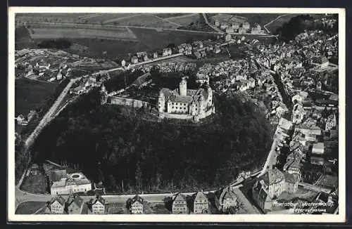 AK Montabaur /Westerwald, Schloss Montabaur und Ort, Luftaufnahme
