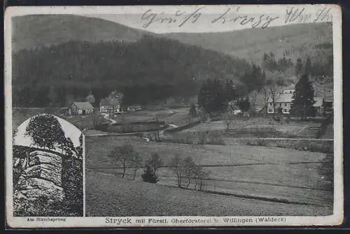 AK Stryck /Willingen /Waldeck, Fürstl. Oberförsterei, Am Hirschsprung