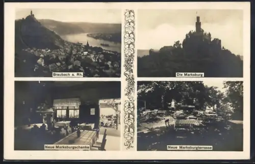 AK Braubach a. Rh., Marksburg, Gasthaus Neue Marksburgschenke, Neue Marksburgterrasse