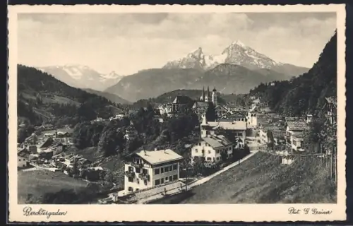 AK Berchtesgaden, Ortsansicht mit Watzmann