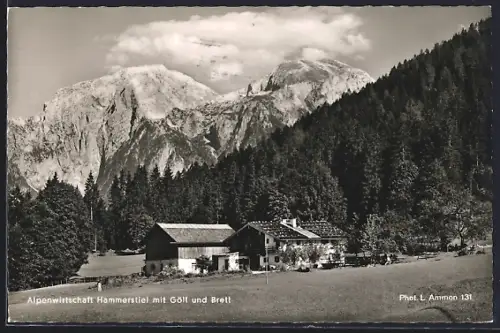 AK Berchtesgaden, Alpenwirtschaft Hammerstiel mit Göll und Brett
