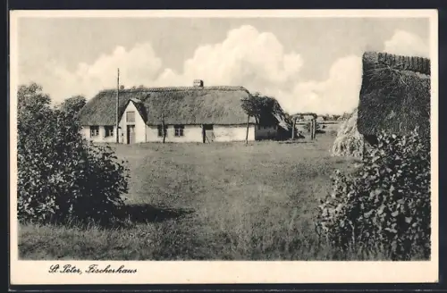 AK St. Peter / Nordsee, Fischerhaus mit Reetdach