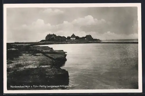 AK Wyk a. Föhr, Blick zur Hallig Langeness, Hilligenlei, Ortsansicht