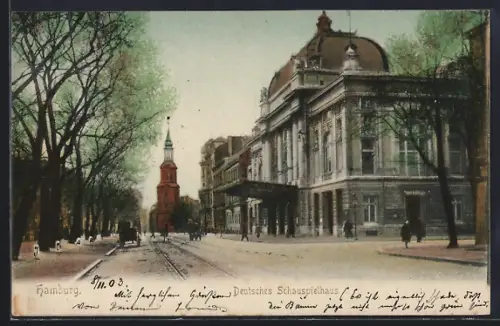AK Hamburg-St.Georg, Deutsches Schauspielhaus, Strassenansicht